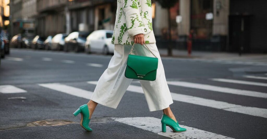 Green Shoes with All-White Outfits