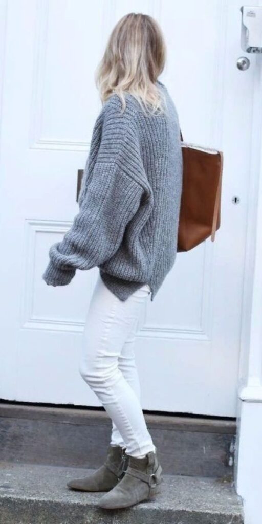Oversized Sweater and White Jeans