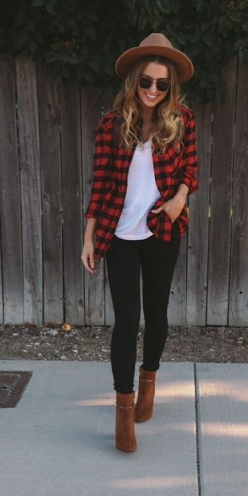 Plaid Top and Cowgirl Boots