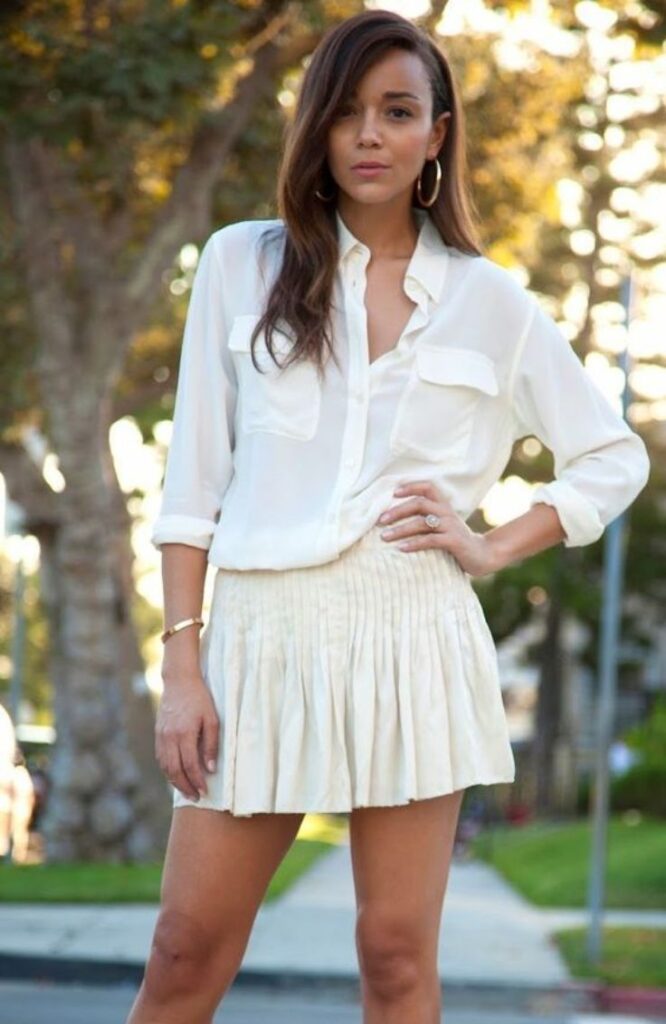 White Blouse and White Skirt